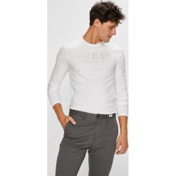Guess Jeans - Longsleeve. Szare koszulki męskie z długim rękawem Guess Jeans, z nadrukiem, z bawełny, z okrągłym kołnierzem, z długim rękawem. Za 159.90 zł.