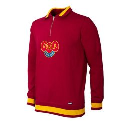 Bluza piłkarska retro dla dorosłych Dukla Praga 1968 - Czerwony. Czerwone bluzy nierozpinane męskie COPA FOOTBALL, m, bez wzorów, retro, bez ramiączek, bez kaptura. Za 381.61 zł.