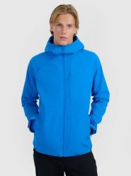4F Kurtka softshell wiatroodporna membrana 10000 męska - granatowa L. Niebieskie kurtki softshell męskie 4f, l, bez wzorów, z materiału, bez kaptura, trekkingowe, primaloft. Za 399.99 zł.