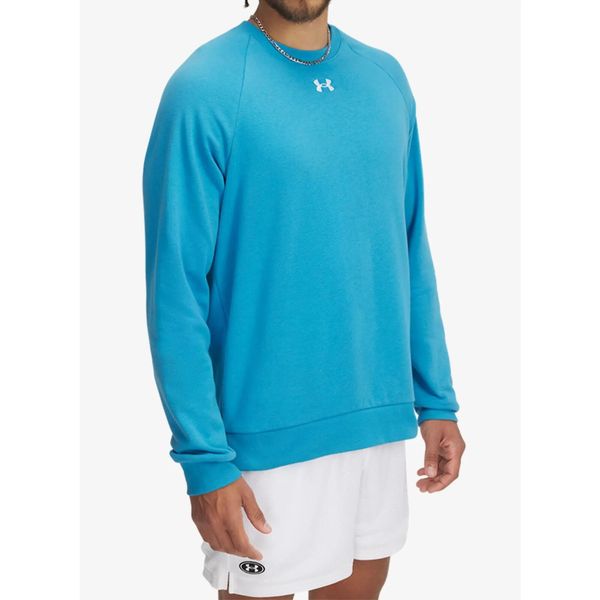 Bluza męska bez kaptura Under Armour Rival Fleece Crew. Niebieskie bluzy nierozpinane męskie Under Armour, m, bez wzorów, bez ramiączek, bez kaptura. Za 132.99 zł.