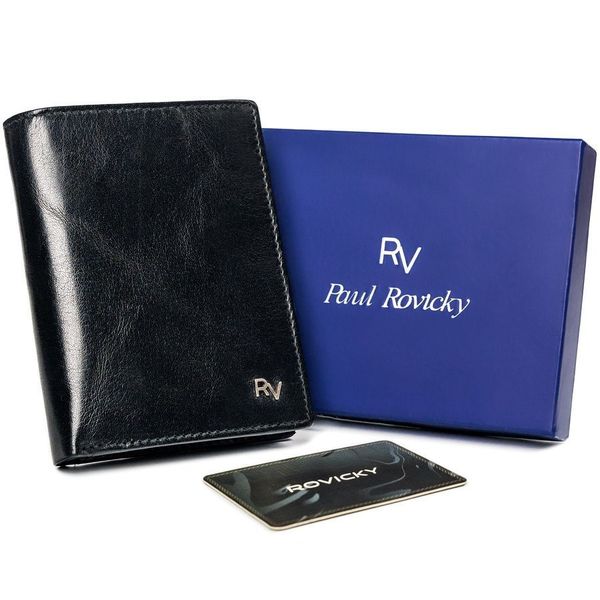 Portfel męski czarny Rovicky RV-7870-8602 BLACK. Czarne portfele męskie bez wzorów, ze skóry. Za 70.99 zł.