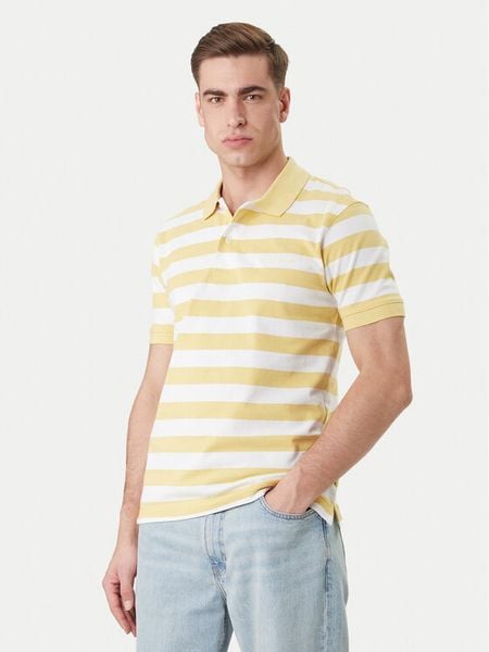 Guess Jeans Polo M6GP00 KCOT1 Żółty Regular Fit. Żółte koszulki polo męskie Guess Jeans, m, z aplikacjami, z bawełny, bez kołnierzyka, bez ramiączek. Za 299.99 zł.