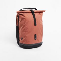 Plecak / sakwa rowerowa Btwin na bagażnik podwójna 27 litrów. Brązowe plecaki męskie Decathlon, bez wzorów, z materiału. Za 339.99 zł.