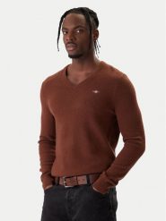 Gant Sweter 8050274 Brązowy Regular Fit. Brązowe kardigany męskie Gant, bez wzorów, z wełny, bez kołnierzyka, bez ramiączek. Za 449.99 zł.