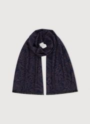 PAKO LOTRENTE – Granatowo-brązowy szal męski wzór paisley. Brązowe szaliki męskie Pako Lorente, na jesień, bez wzorów, z wiskozy, eleganckie. Za 69.99 zł.