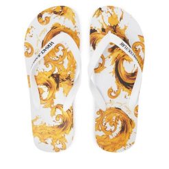 Japonki Versace Jeans Couture. Białe klapki i japonki męskie Versace Jeans Couture, bez wzorów, z jeansu. Za 269.99 zł.