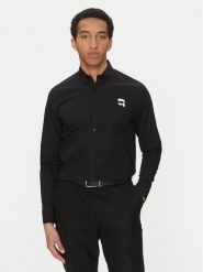 KARL LAGERFELD Koszula 605911 552671 Czarny Slim Fit. Czarne koszule męskie KARL LAGERFELD, l, bez wzorów, z bawełny, bez kołnierzyka, bez ramiączek. Za 549.99 zł.