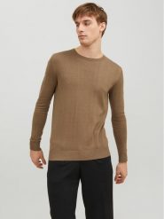 Jack & Jones Sweter 12208364 Brązowy Regular Fit. Brązowe kardigany męskie Jack & Jones, l, bez wzorów, z bawełny, bez ramiączek. Za 129.99 zł.