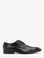 Klasyczne skórzane półbuty wizytowe. Czarne eleganckie półbuty męskie Ryłko, ze skóry, klasyczne, bez obcasa, bez zapięcia. Za 429.99 zł.