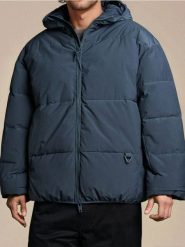 Pikowana kurtka puffer z kapturem - szary. Szare kurtki męskie Sinsay, l, bez wzorów, bez ramiączek, z kapturem. Za 119.99 zł.