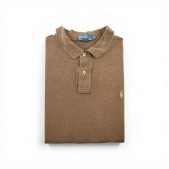 Second life - Koszulka polo męska z krótkim rękawem - Stan bardzo dobry. Brązowe koszulki polo męskie Ralph Lauren, m, bez wzorów, sportowe, bez kołnierzyka, bez ramiączek. Za 126.86 zł.