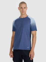 4F Koszulka do biegania w terenie szybkoschnąca męska - granatowa XXL. Niebieskie t-shirty sportowe męskie 4f, l, bez wzorów, z materiału, klasyczne, bez ramiączek. Za 129.99 zł.