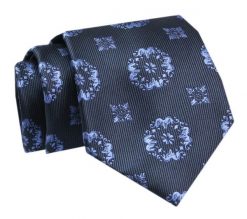 Krawat - ALTIES - Granat z Motywem Kwiatowym. Niebieskie krawaty i muchy męskie Alties, bez wzorów, z tkaniny, eleganckie. Za 49.00 zł.