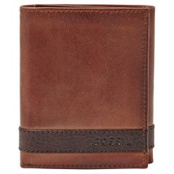 Fossil męski portfel Quinn Trifold brązowy. Brązowe portfele męskie Fossil, bez wzorów. Za 169.00 zł.