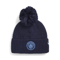 Młodzieżowa czapka beanie Essentials Manchester City PUMA Navy Team Light Blue. Niebieskia czapki męskie Puma, bez wzorów, młodzieżowe. Za 109.00 zł.