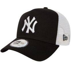 Czapka z daszkiem New Era New York Yankees Clean A Frame Trucker Czarna 11588491. Białe czapki męskie New Era, bez wzorów, z bawełny, sportowe. Za 173.50 zł.