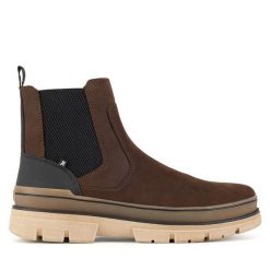 Botki Rieker Revolution Lifestyle. Brązowe sztyblety męskie Rieker Revolution Lifestyle, bez obcasa, bez zapięcia. Za 399.00 zł.