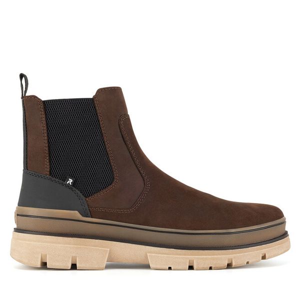 Botki Rieker Revolution Lifestyle. Brązowe sztyblety męskie Rieker Revolution Lifestyle, bez obcasa, bez zapięcia. Za 399.00 zł.