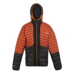 Kurtka z kapturem Regatta Leedre. Czarne kurtki męskie Regatta, bez wzorów, z puchu, sportowe, bez ramiączek, z kapturem. W wyprzedaży za 352.50 zł.