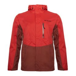 Kurtka przeciwdeszczowa męska Columbia Pouring Adventure III. Czerwone kurtki męskie Columbia, m, bez wzorów, bez ramiączek, bez kaptura. Za 339.99 zł.