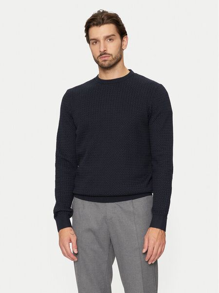 Bugatti Sweter 7400 65521B Granatowy Regular Fit. Niebieskie kardigany męskie Bugatti, m, bez wzorów, z bawełny, bez ramiączek. Za 219.99 zł.