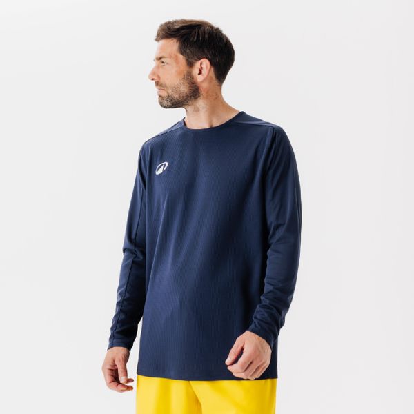 Koszulka do piłki nożnej z długim rękawem Kipsta Viralto Club. Niebieskie koszulki męskie z długim rękawem KIPSTA, xl, bez wzorów, z materiału, sportowe, bez kołnierzyka, bez ramiączek. Za 69.99 zł.