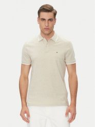 Tommy Hilfiger Polo MW0MW33140 Beżowy Regular Fit. Brązowe koszulki polo męskie Tommy Hilfiger, m, bez wzorów, z bawełny, bez kołnierzyka, bez ramiączek. Za 229.99 zł.