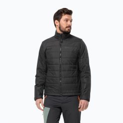 Kurtka przeciwdeszczowa męska Jack Wolfskin Lapawa Ins. Czarne kurtki męskie Jack Wolfskin, m, bez wzorów, sportowe, bez ramiączek, bez kaptura. Za 389.99 zł.