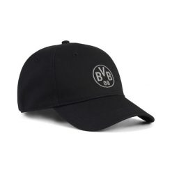 Czapka z daszkiem unisex Borussia Dortmund Essentials PUMA. Czarne czapki męskie Puma, bez wzorów, sportowe. Za 99.00 zł.