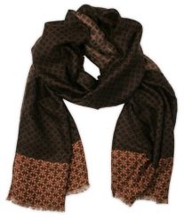 Brązowo-Beżowy Elegancki Szalik V.Fraas, Przejściowy, Cienki, Wzór Geometryczny, Dwukolorowy. Brązowe szaliki męskie V. Fraas, bez wzorów, eleganckie. Za 49.00 zł.