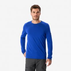 Koszulka męska trekkingowa z długim rękawem Simond Merino Resist. Niebieskie koszulki męskie z długim rękawem FORCLAZ, l, bez wzorów, z materiału, sportowe, bez kołnierzyka, bez ramiączek. Za 199.96 zł.