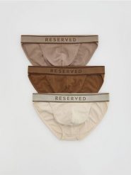 Bawełniane slipy 3 pack - brązowy. Brązowe slipki męskie Reserved, l, bez wzorów, z bawełny. Za 69.99 zł.