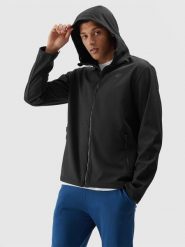 4F Kurtka softshell wiatroodporna membrana 5000 męska - czarny S. Czarne kurtki softshell męskie 4f, na jesień, m, bez wzorów, z dzianiny, z kapturem, rowerowe, windstopper. W wyprzedaży za 139.99 zł.
