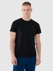 4F T-shirt regular gładki męski - czarny M. Czarne t-shirty męskie 4f, m, bez wzorów, z bawełny, bez kołnierzyka, bez ramiączek. Za 49.99 zł.