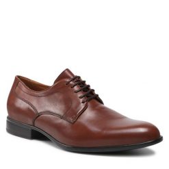 Półbuty Geox. Brązowe eleganckie półbuty męskie Geox, wizytowe, bez obcasa, bez zapięcia. Za 399.99 zł.