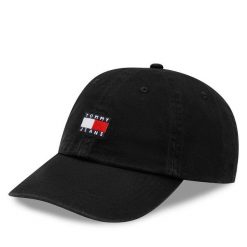 Czapka z daszkiem Tommy Jeans. Czarne czapki męskie Tommy Jeans, bez wzorów, z jeansu. Za 99.99 zł.