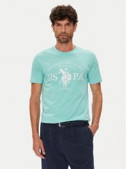 U.S. Polo Assn. T-Shirt MUP4203 Niebieski Regular Fit. Niebieskie koszulki polo męskie U.S. Polo Assn., m, bez wzorów, z bawełny, bez kołnierzyka, bez ramiączek. Za 109.99 zł.