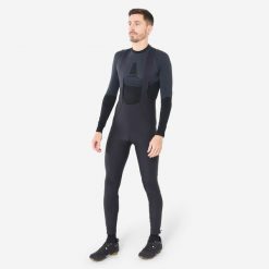 Spodnie rowerowe MTB XC Rockrider zimowe. Czarne szorty sportowe męskie ROCKRIDER, bez wzorów, z materiału, sportowe. Za 249.99 zł.