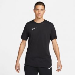 T-shirt sportowy z krótkim rękawem męski Nike Dri-Fit Park 20 Tee. Czarne t-shirty sportowe męskie Nike, l, bez wzorów, z bawełny, sportowe, bez ramiączek. Za 99.99 zł.