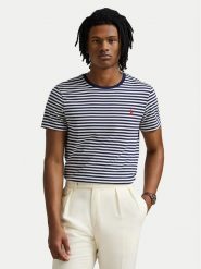 Polo Ralph Lauren T-Shirt 710956828001 Granatowy Custom Slim Fit. Niebieskie koszulki polo męskie Polo Ralph Lauren, m, bez wzorów, z bawełny, bez kołnierzyka, bez ramiączek. Za 239.99 zł.