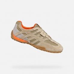 Tenisówki Geox Model U Snake Original Kolor Brązowy. Zielone trampki męskie Geox, bez wzorów, z tkaniny, bez zapięcia. W wyprzedaży za 426.50 zł.