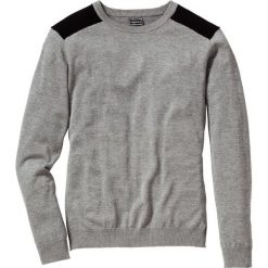 Sweter Regular Fit bonprix szary melanż. Szare swetry męskie bonprix, melanż, z kontrastowym kołnierzykiem. Za 89.99 zł.