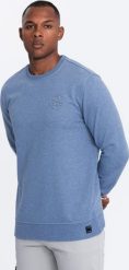 Ombre Melanżowa bluza dresowa męska z wyszywanym logotypem indygo V4 OM-SSNZ-0163 XXL. Bluzy nierozpinane męskie Ombre, m, bez wzorów, z dresówki, bez ramiączek, bez kaptura. Za 159.99 zł.