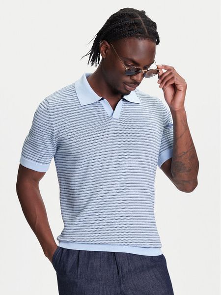 United Colors Of Benetton Polo 1094K301J Niebieski Regular Fit. Niebieskie koszulki polo męskie United Colors Of Benetton, m, bez wzorów, z bawełny, bez kołnierzyka, bez ramiączek. Za 159.99 zł.