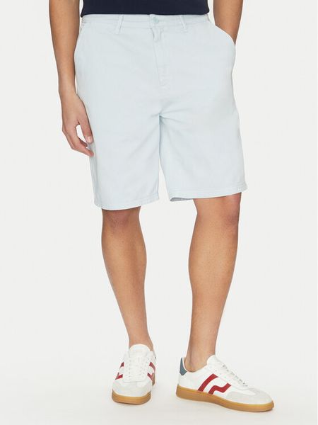 Guess Jeans Szorty materiałowe M5GD44 WGCV1 Błękitny Regular Fit. Niebieskie szorty męskie Guess Jeans, z aplikacjami, z bawełny. Za 179.99 zł.