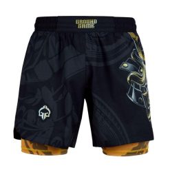 Spodenki treningowe 2w1 Ground Game Oni Samurai męskie. Czarne szorty sportowe męskie GROUND GAME, bez wzorów, sportowe. Za 199.99 zł.