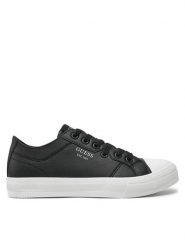 Guess Trampki FMPISL FAL12 Czarny. Czarne trampki męskie Guess, z aplikacjami, ze skóry, bez zapięcia. Za 289.99 zł.