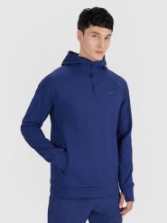 4F Bluza treningowa nierozpinana z kapturem męska 4F x Robert Lewandowski - granatowa L. Niebieskie bluzy z kapturem męskie 4f, l, bez wzorów, z dzianiny, z kapturem. Za 249.99 zł.