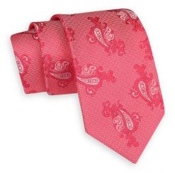 Różowy Klasyczny Szeroki Krawat -Angelo di Monti- 7 cm, Męski, Wzór Paisley, Łezki. Czerwone krawaty i muchy męskie Angelo di Monti, bez wzorów, eleganckie. Za 45.00 zł.