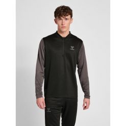 Półzapinana bluza dresowa Hummel On-Grid. Czarne bluzy rozpinane męskie HUMMEL, bez wzorów, z dresówki, sportowe, bez ramiączek, bez kaptura. Za 191.00 zł.